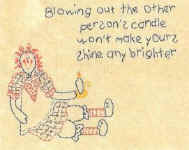 Raggedy Ann candle stitchery