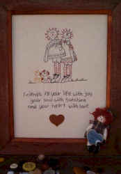 friends fill your heart with love stitchery and doll pattern