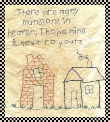 Many mansions in heaven primitive stitchery