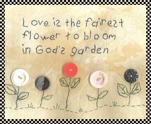 God's garden primitive stitchery with buttons